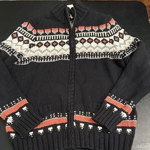 American Eagle Outfitters Black and Red Fair Aisle Zip-Up Sweater NWT